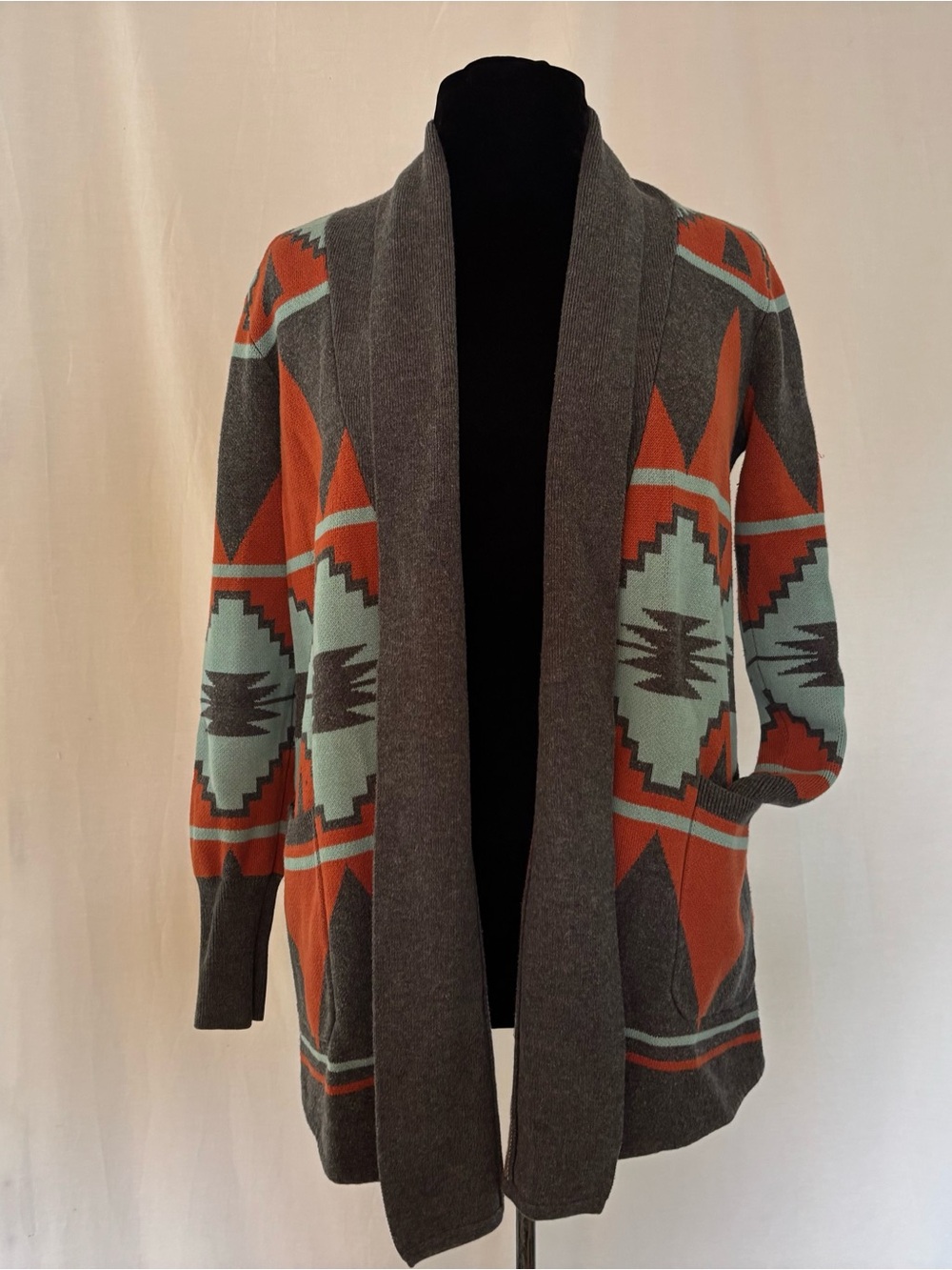 Quiksilver Southwestern Navajo Inspired Open Cardigan Boho Rancher Western XS/S